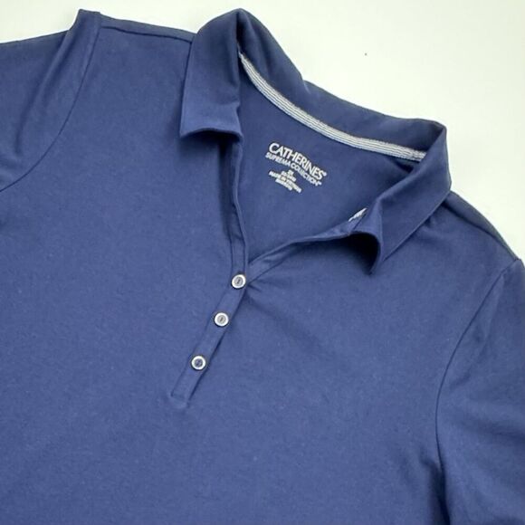 Catherines Suprema Collection Polo Shirt Size 2X Blue Short Sleeve Stretch NEW - Picture 1 of 10